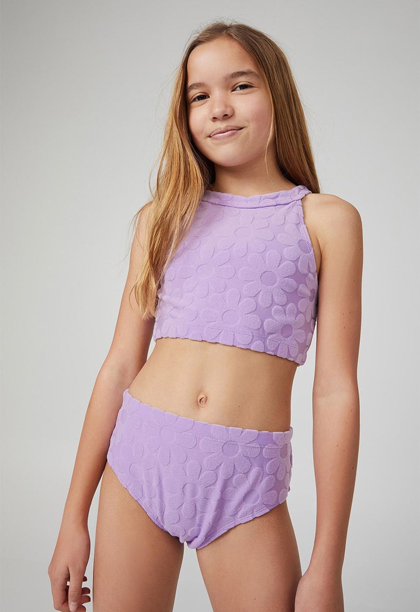 Cotton On - Jenna high neck bikini - lilac drop flowers