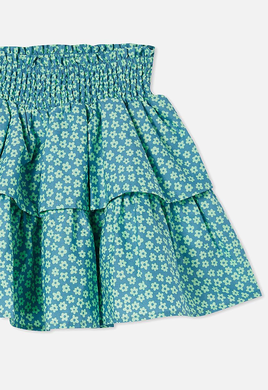 Cotton On - Veronica skirt - teal storm ashbury floral