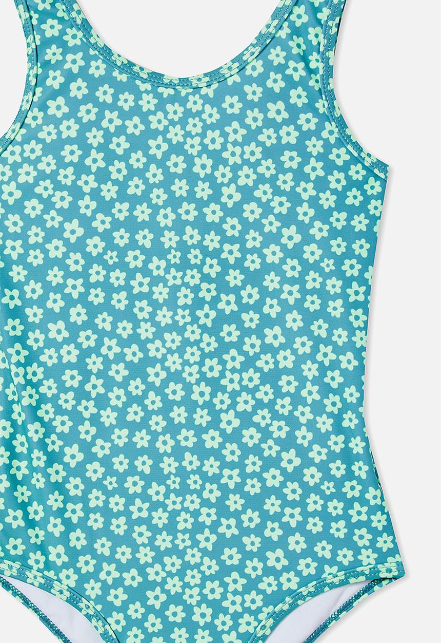 Cotton On - Lisette one piece - teal storm/luna ditsy floral