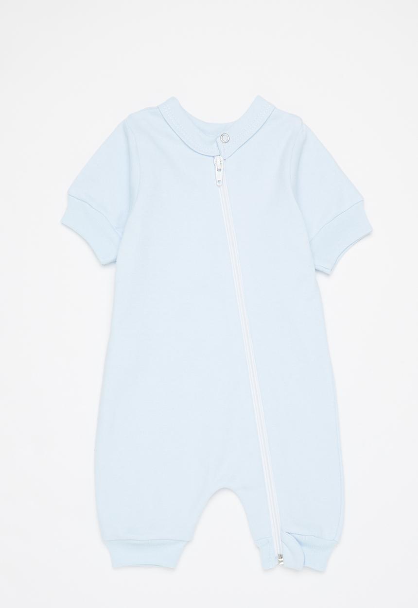 Little Lumps - Zip summer romper - blue
