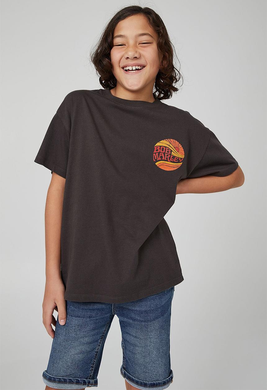 Cotton On - License quinn short sleeve tee - lcn bra phantom wash/bob marley