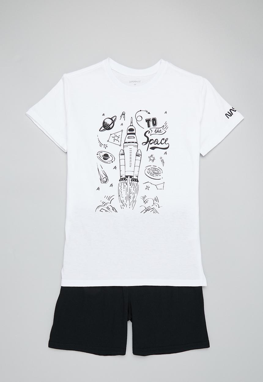 Superbalist - NASA summer pj set - white & black