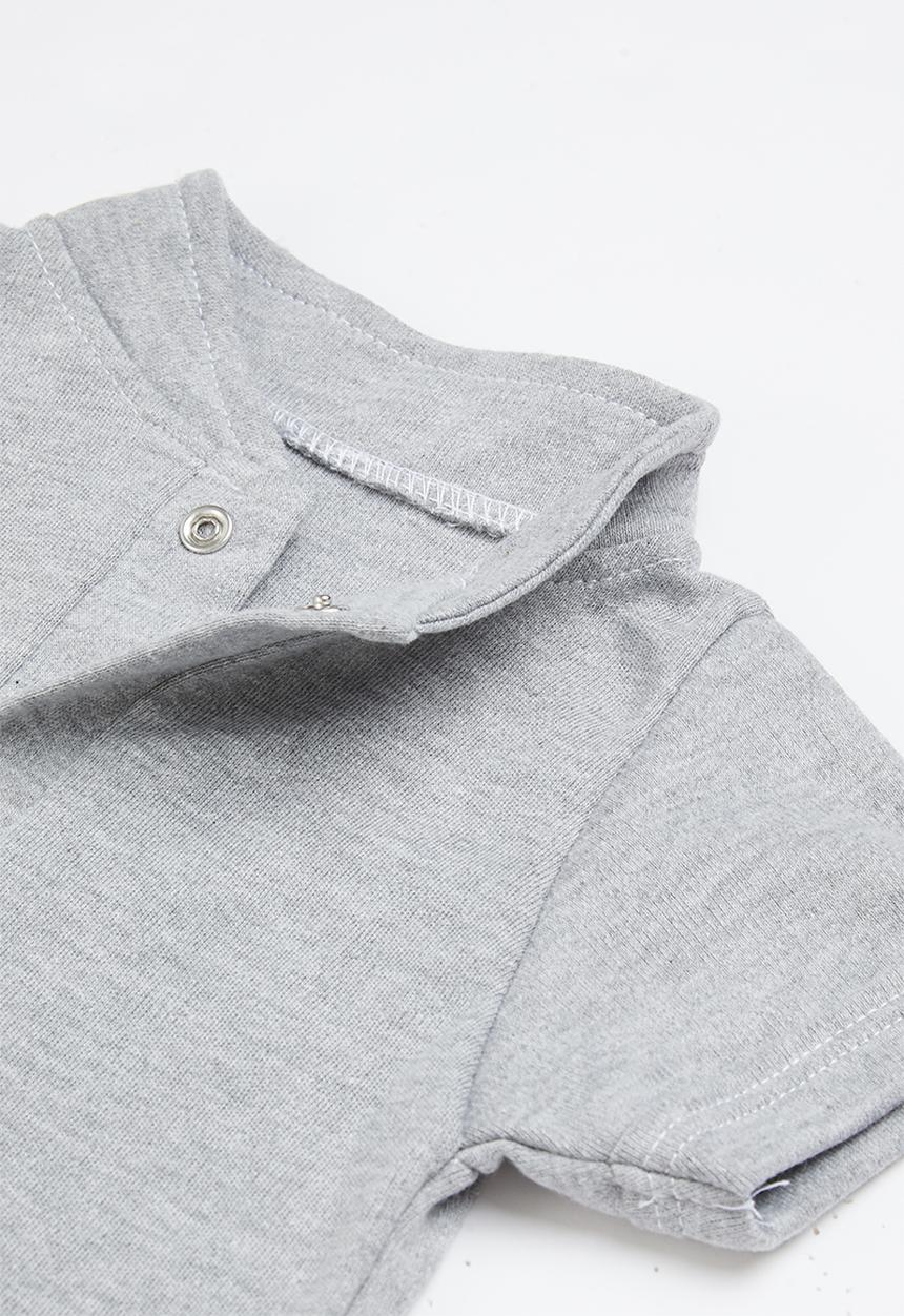 Little Lumps - Tab onesie & shorts - grey & grey stripe