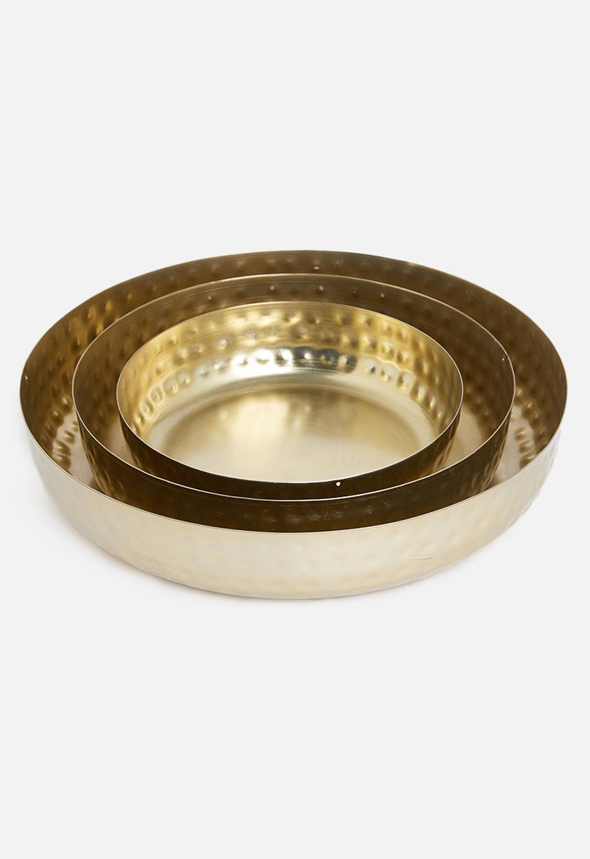 Excellent Houseware - Hammered tray set of 3 - gold