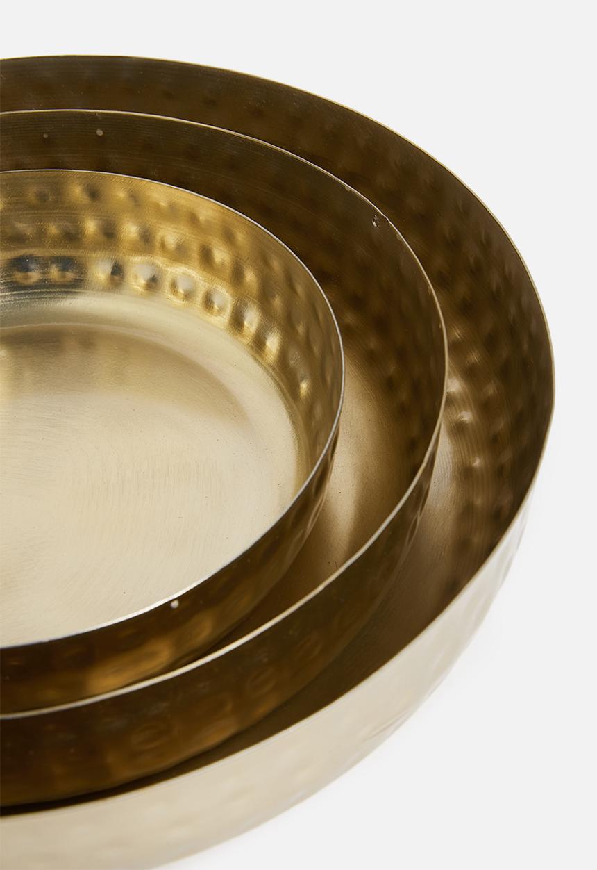 Excellent Houseware - Hammered tray set of 3 - gold