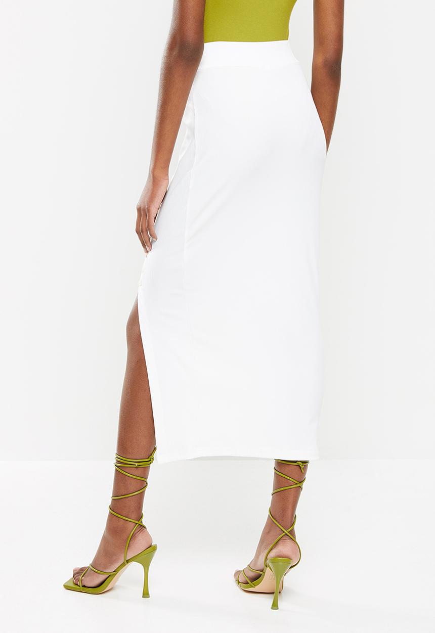 dailyfriday - Side slit midi skirt - white