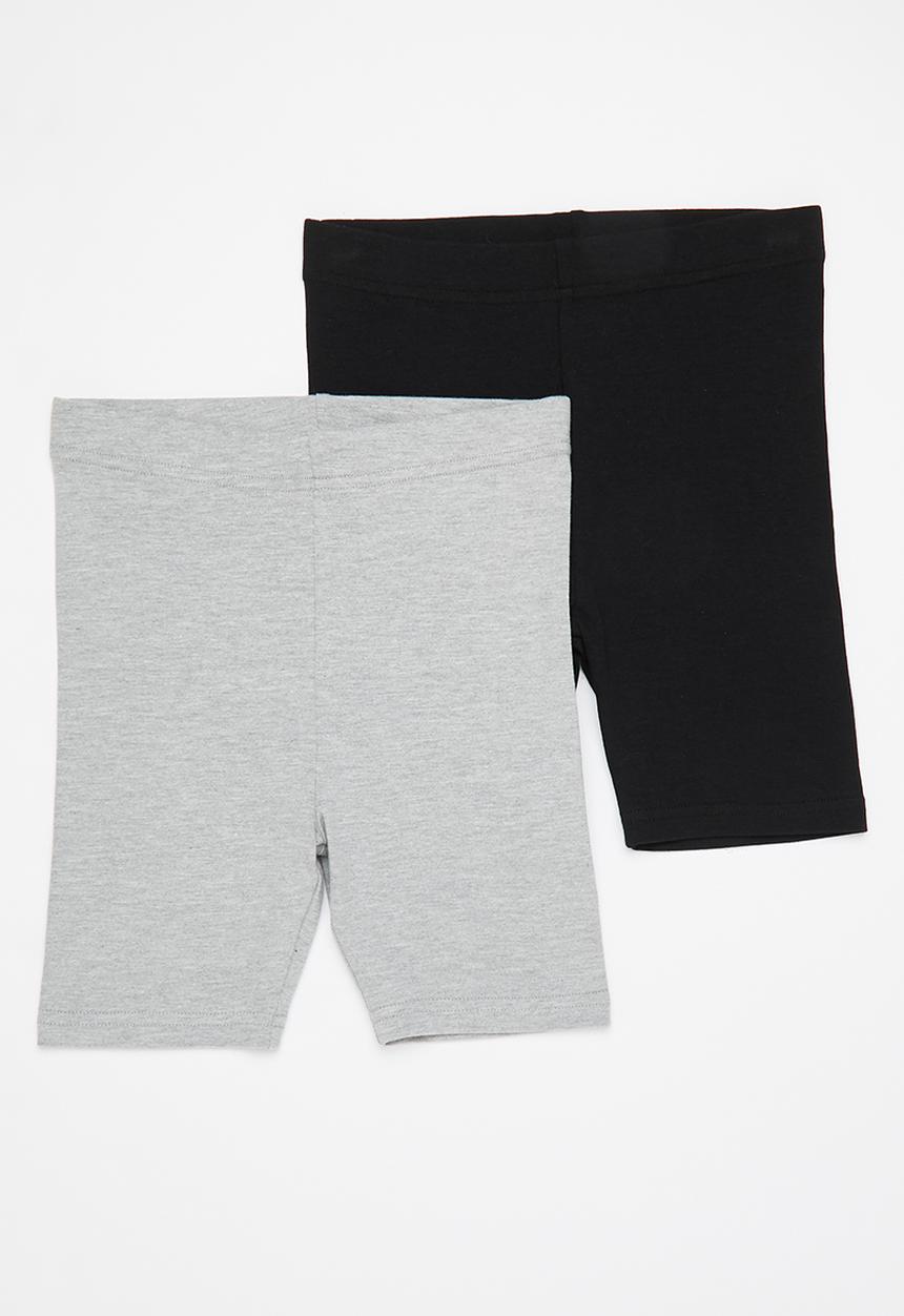 Superbalist Kids - Girls 2 pack cycling short - black & grey melange