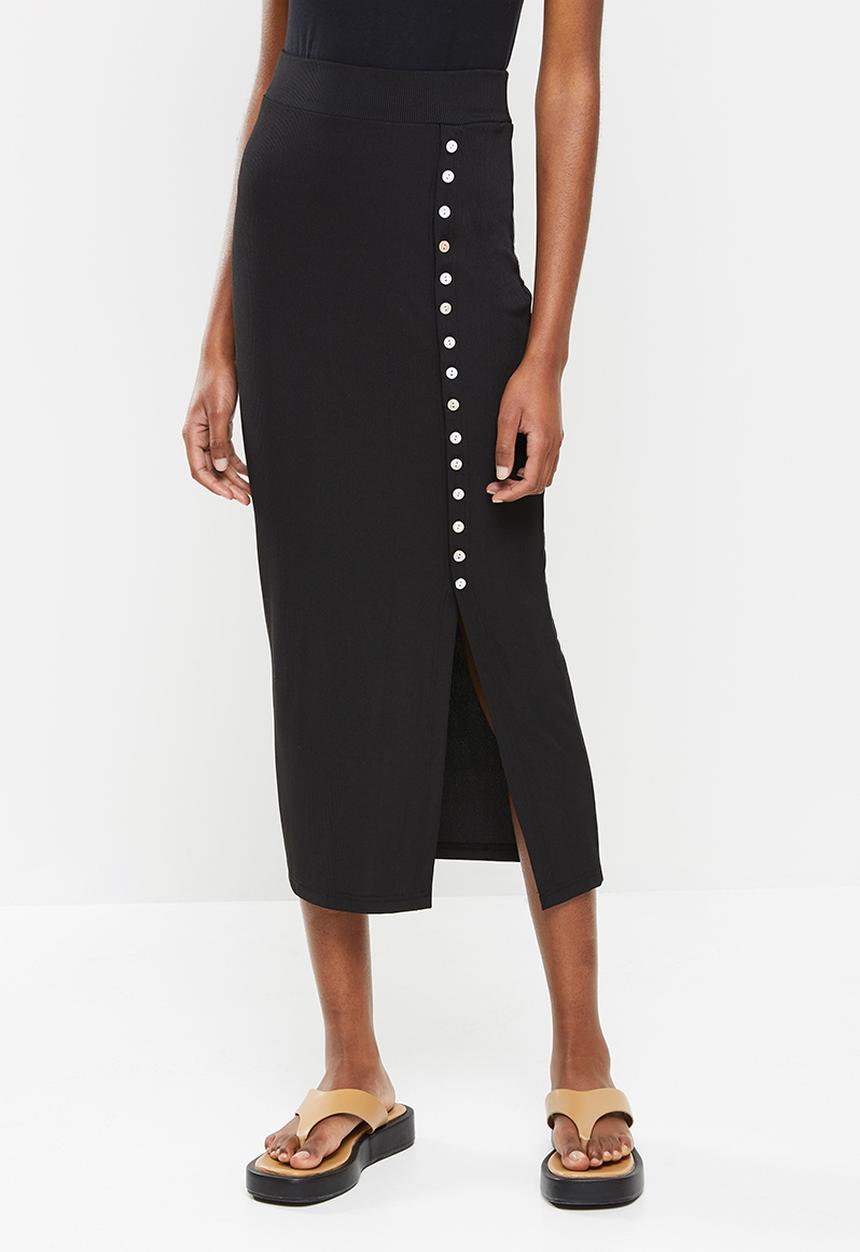 dailyfriday - Side slit midi skirt - black