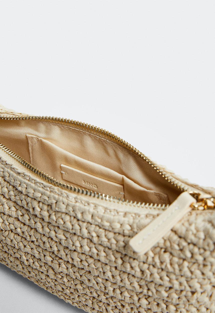 MANGO - Shoulder raffia bag - beige