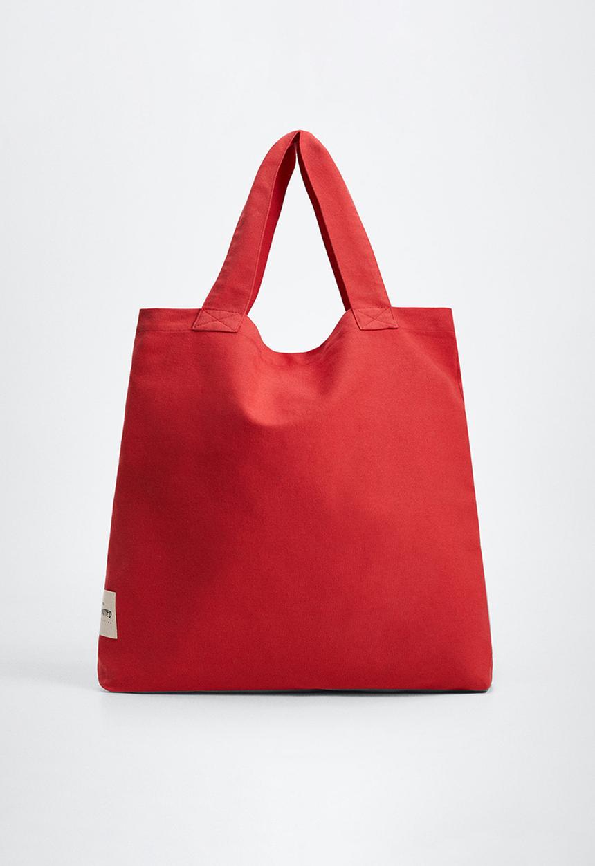 MANGO - Cotton shopper bag - red