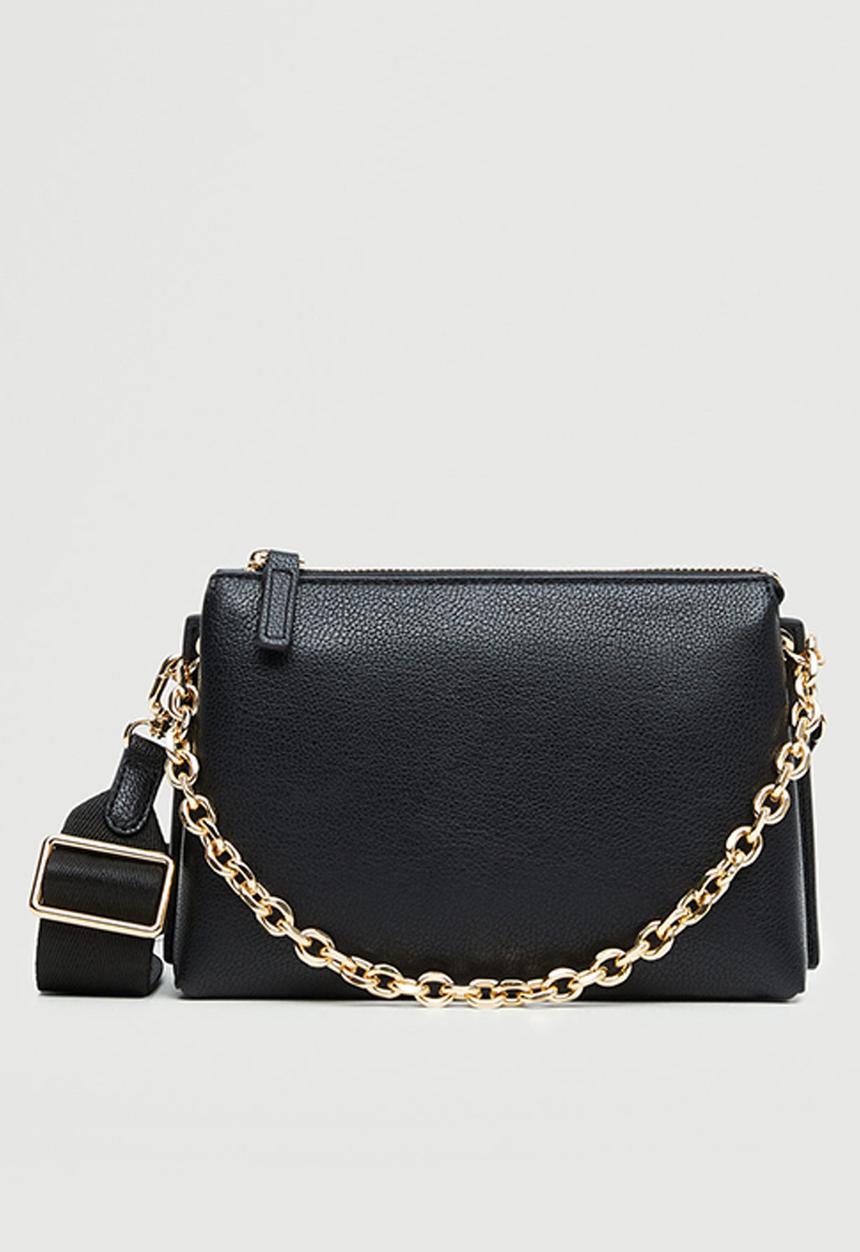 MANGO - Crossbody bag with chain -  black