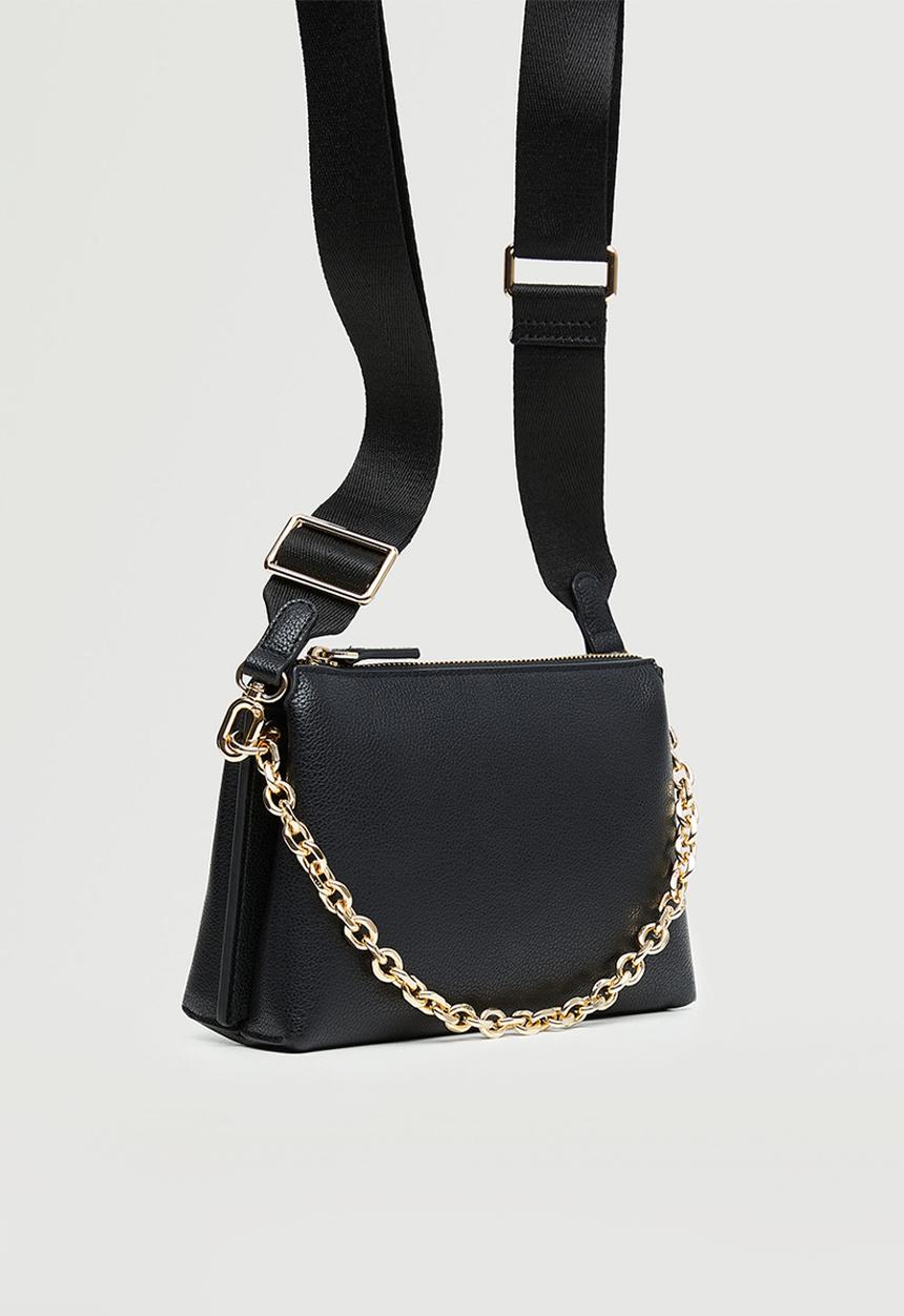 MANGO - Crossbody bag with chain -  black