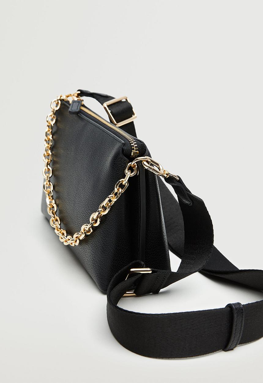 MANGO - Crossbody bag with chain -  black