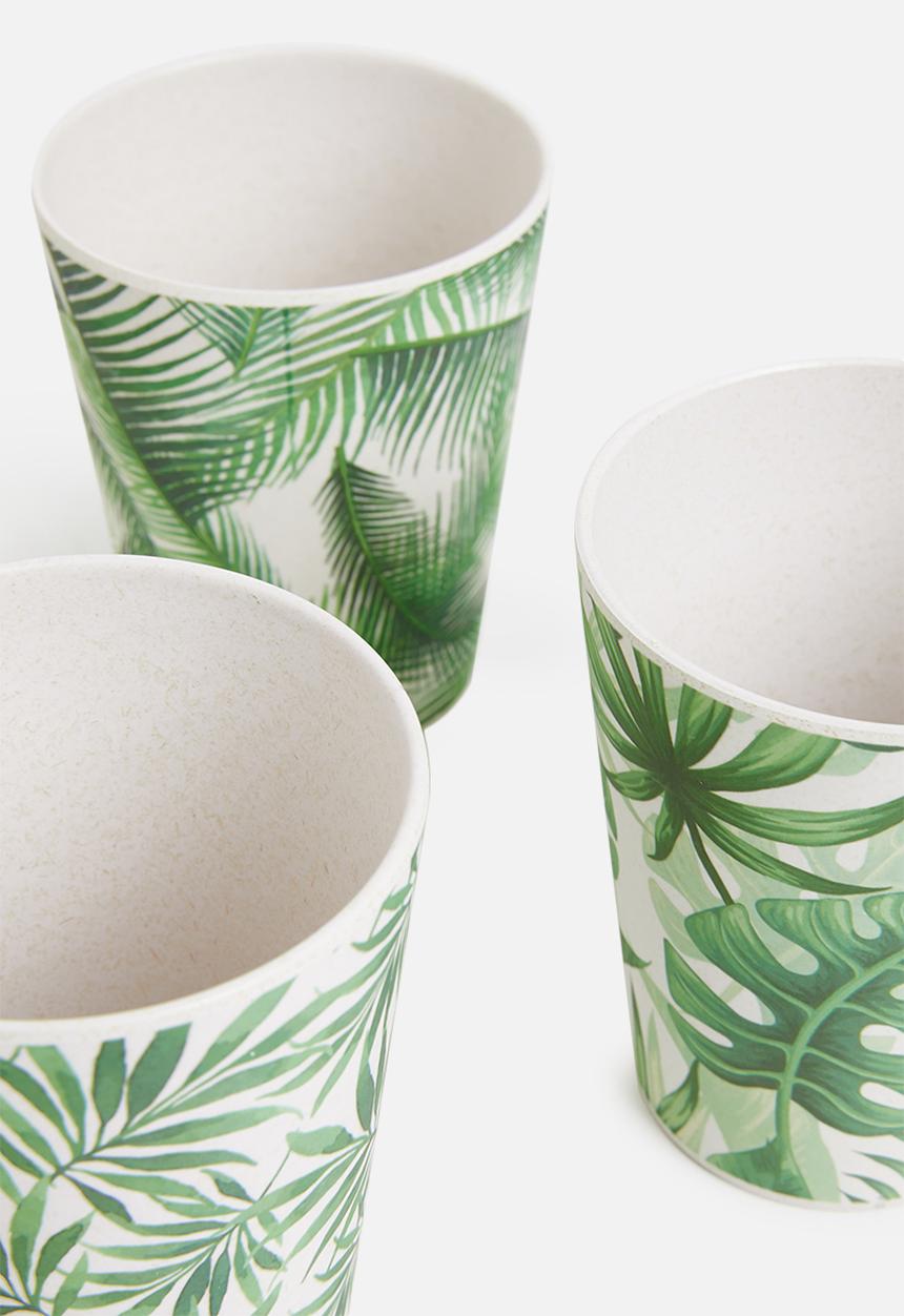 Excellent Houseware - Leafboo cup set of 3 set - green