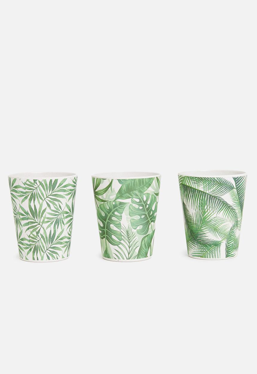 Excellent Houseware - Leafboo cup set of 3 set - green