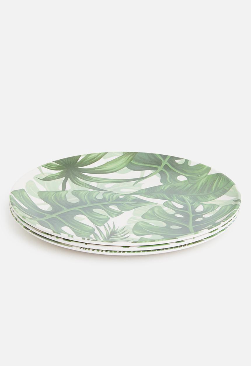 Excellent Houseware - Leafboo plate set of 3 set - green