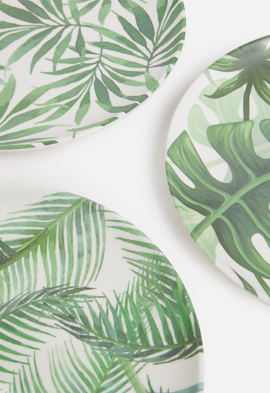 Excellent Houseware - Leafboo plate set of 3 set - green
