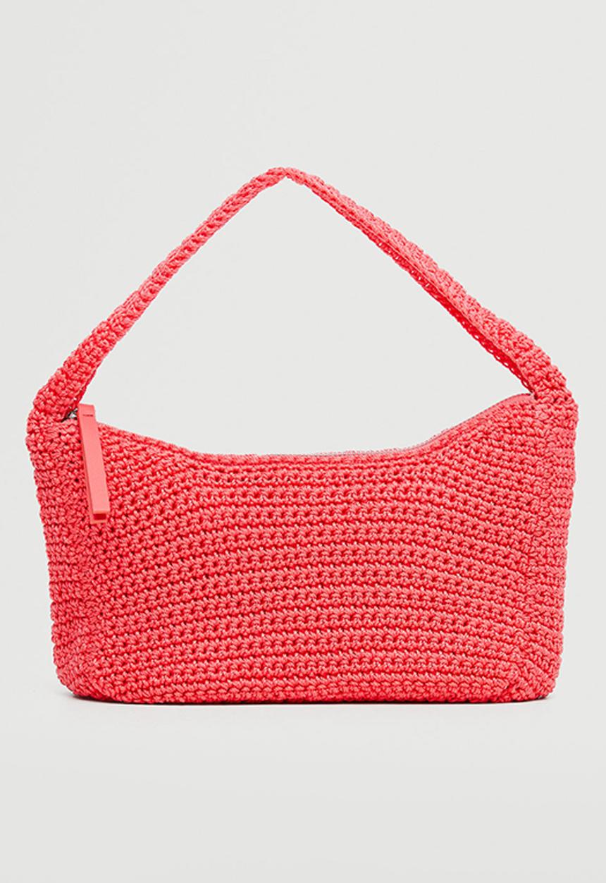 MANGO - Braided shoulder bag - bubblegum pink