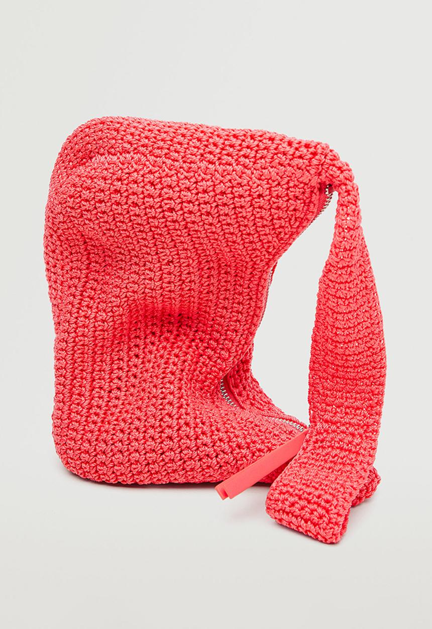 MANGO - Braided shoulder bag - bubblegum pink