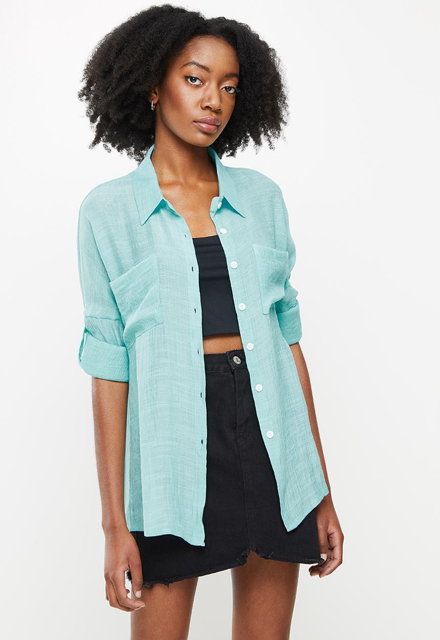 dailyfriday - Boyfriend shirt - aqua