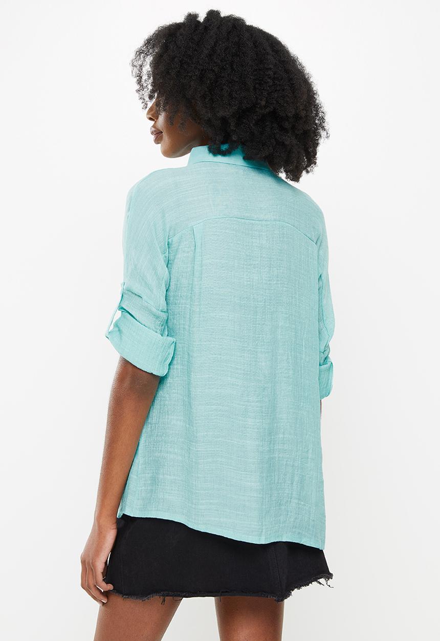 dailyfriday - Boyfriend shirt - aqua