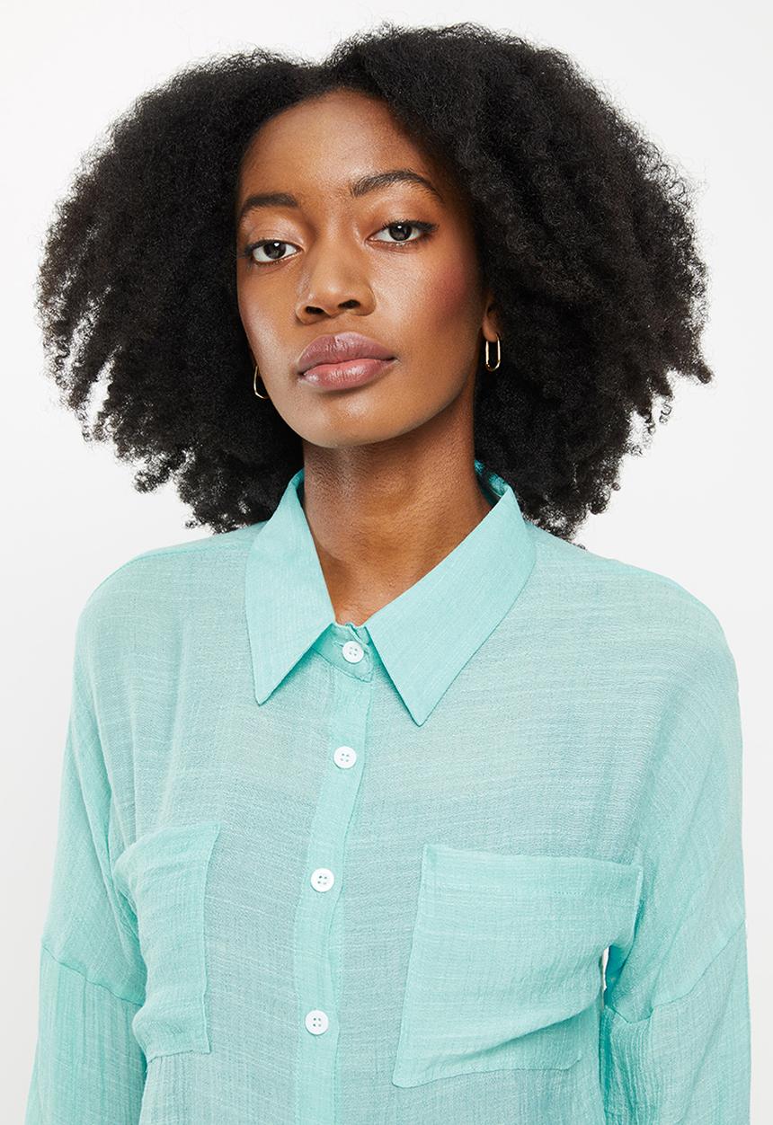 dailyfriday - Boyfriend shirt - aqua