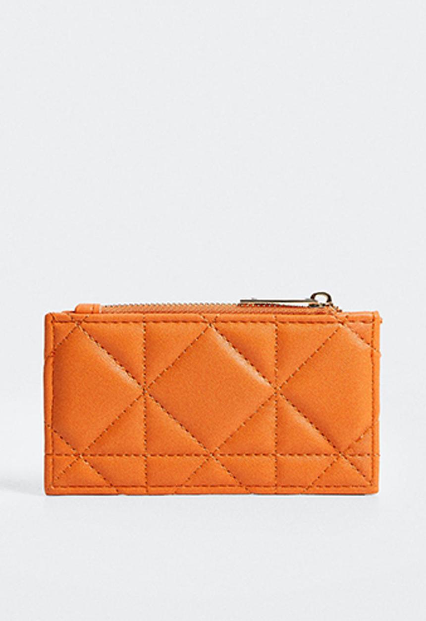 MANGO - Quilted cardholder - orange