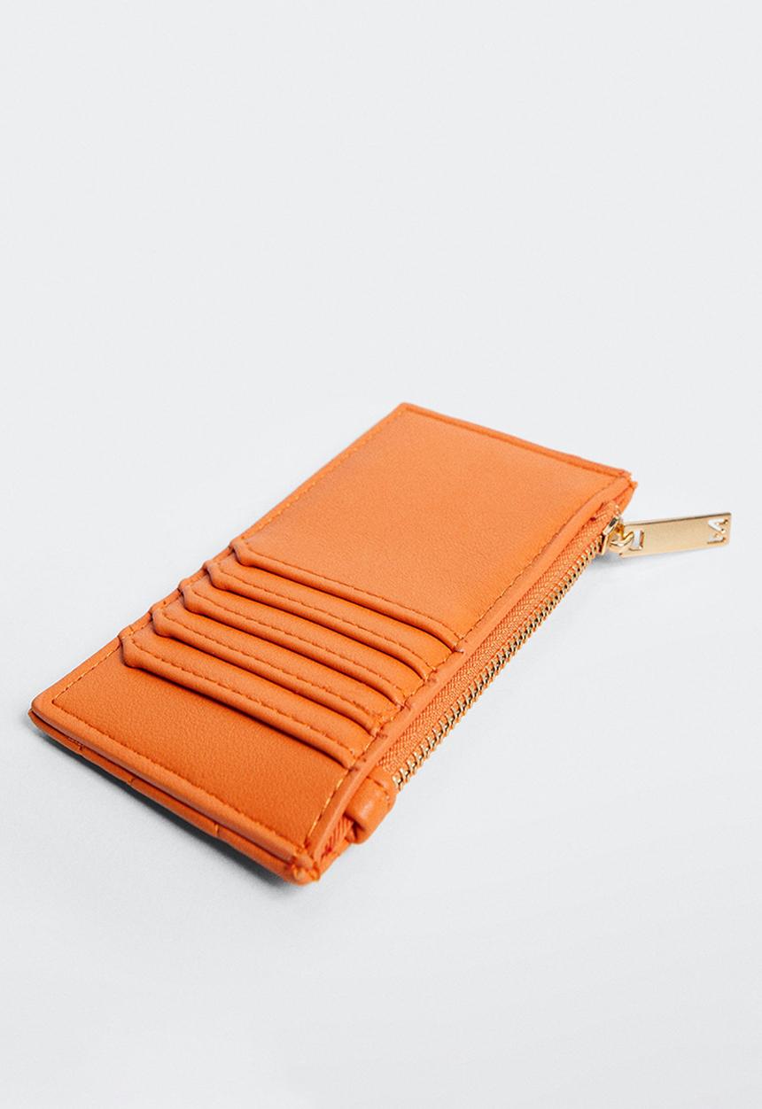 MANGO - Quilted cardholder - orange