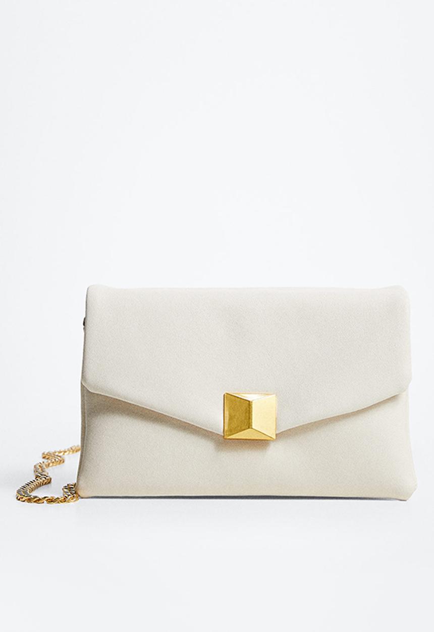MANGO - Flap chain bag - off white