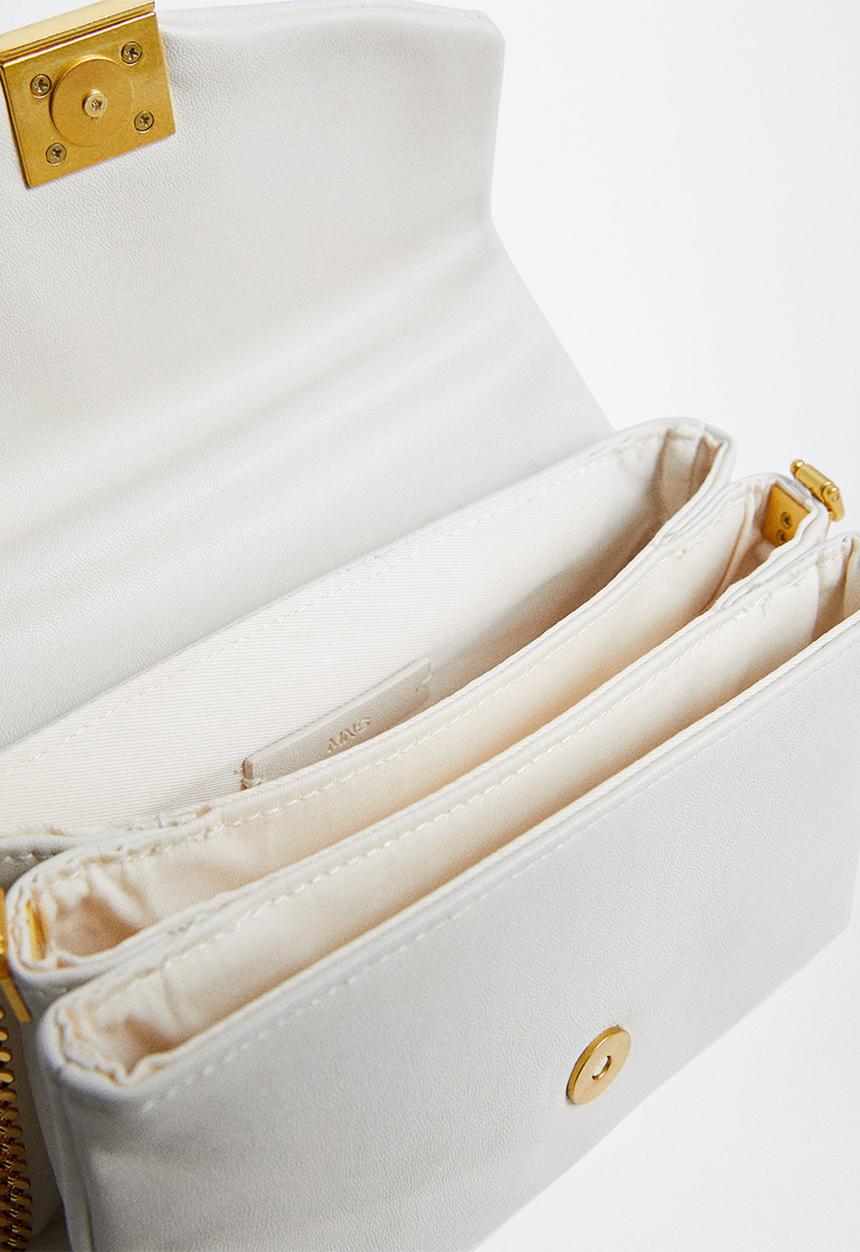 MANGO - Flap chain bag - off white