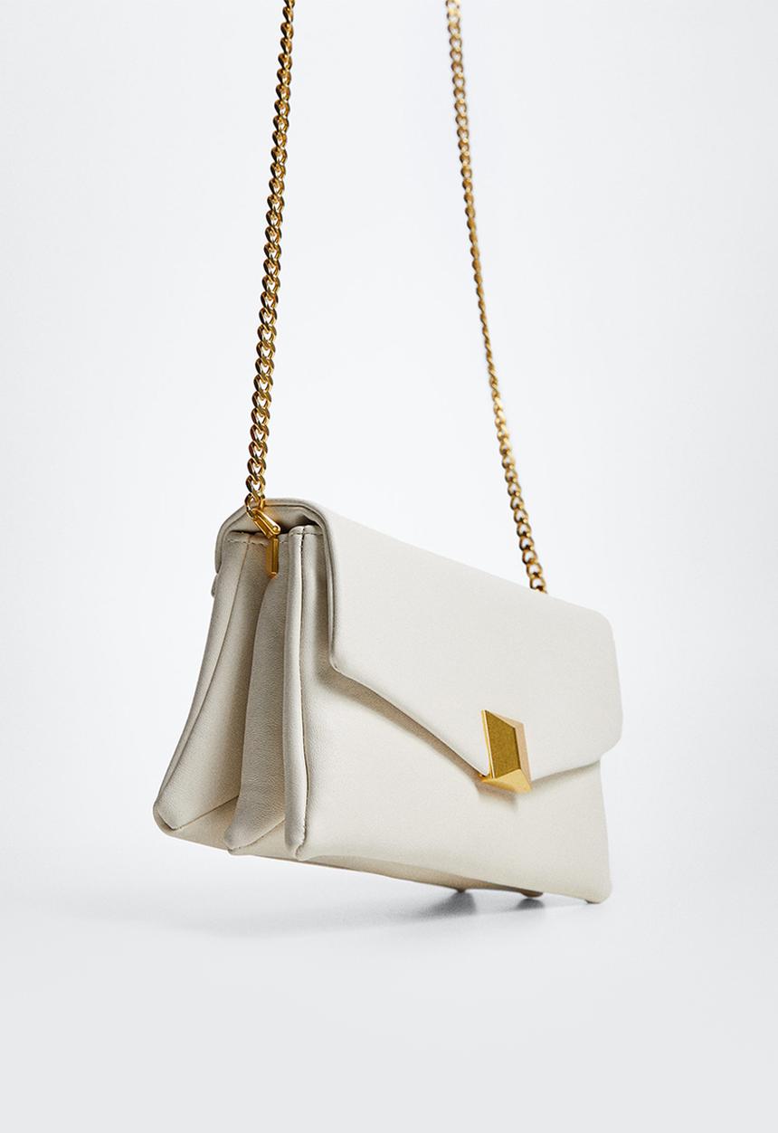 MANGO - Flap chain bag - off white
