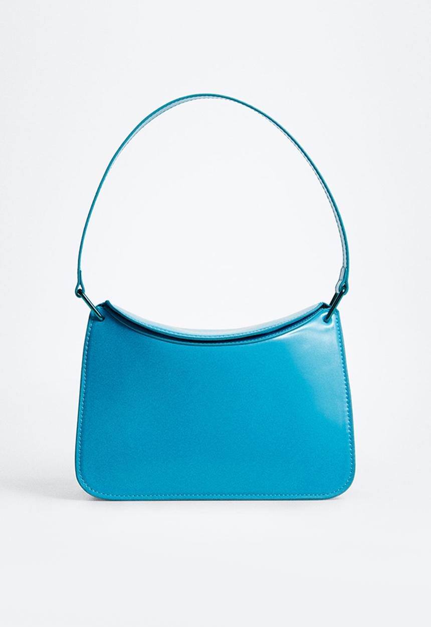 MANGO - Patent leather shoulder bag - turquoise
