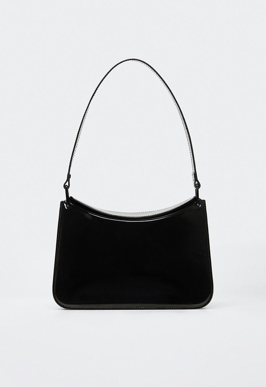 MANGO - Patent leather shoulder bag - black