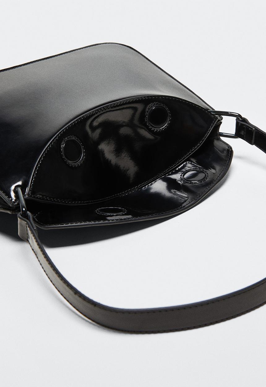 MANGO - Patent leather shoulder bag - black