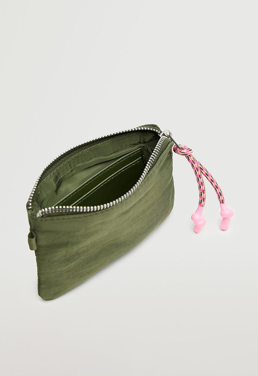 MANGO - Logo coin purse with zip - khaki