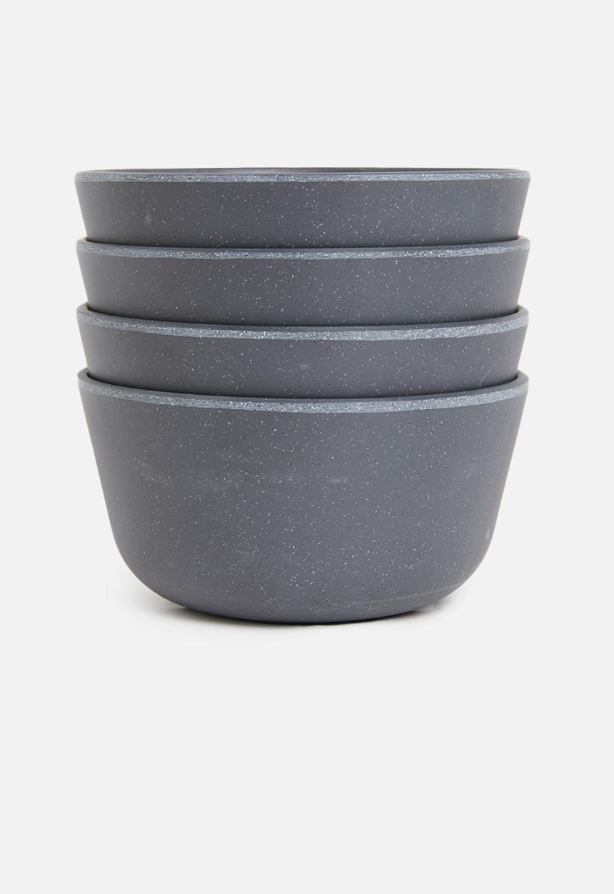 Excellent Houseware - Melamine bowl set of 4 - charcoal