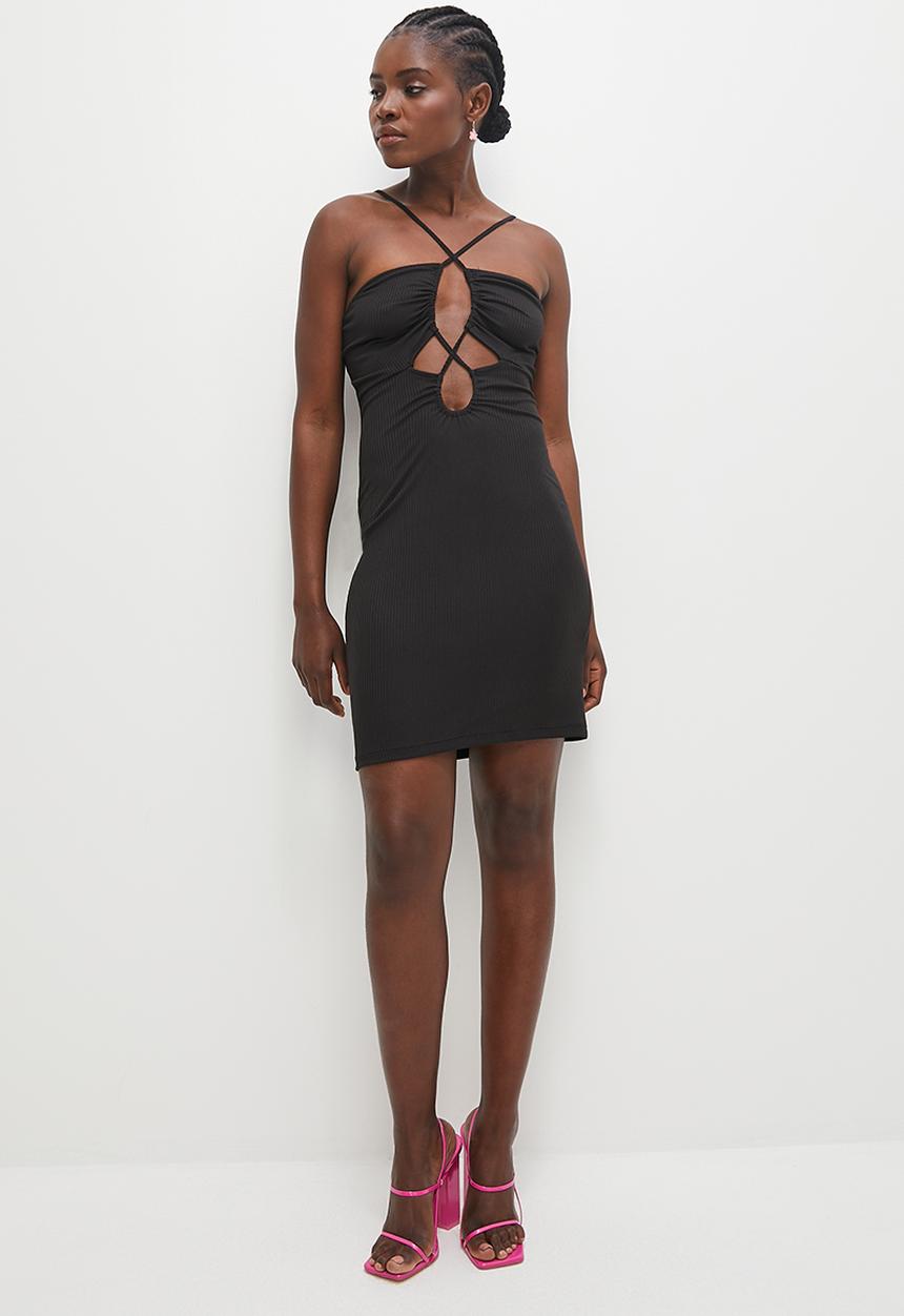 Blake - Strappy cut out bodycon - black