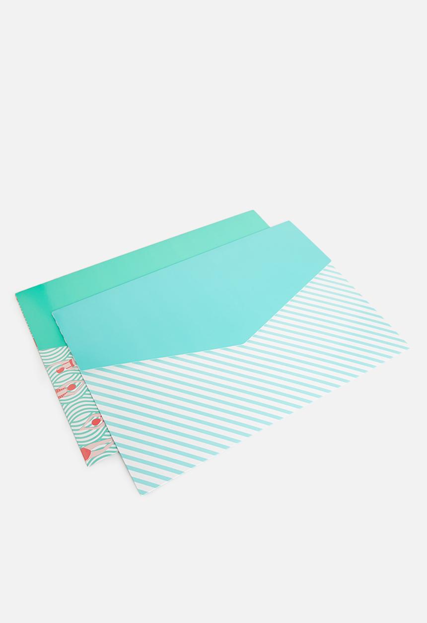 H&S - A4 Document wallet set of 2 - blue & green 