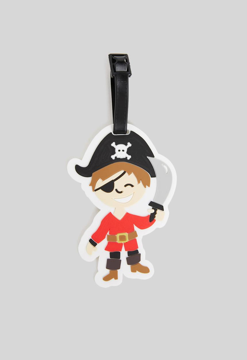 H&S - Pirate luggage tag - red & black 