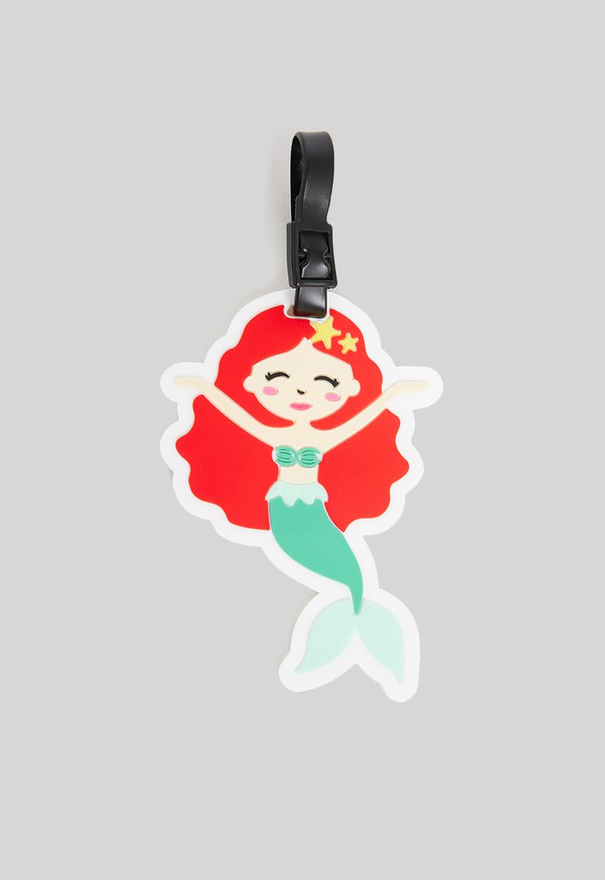 H&S - Mermaid luggage tag - red & green 