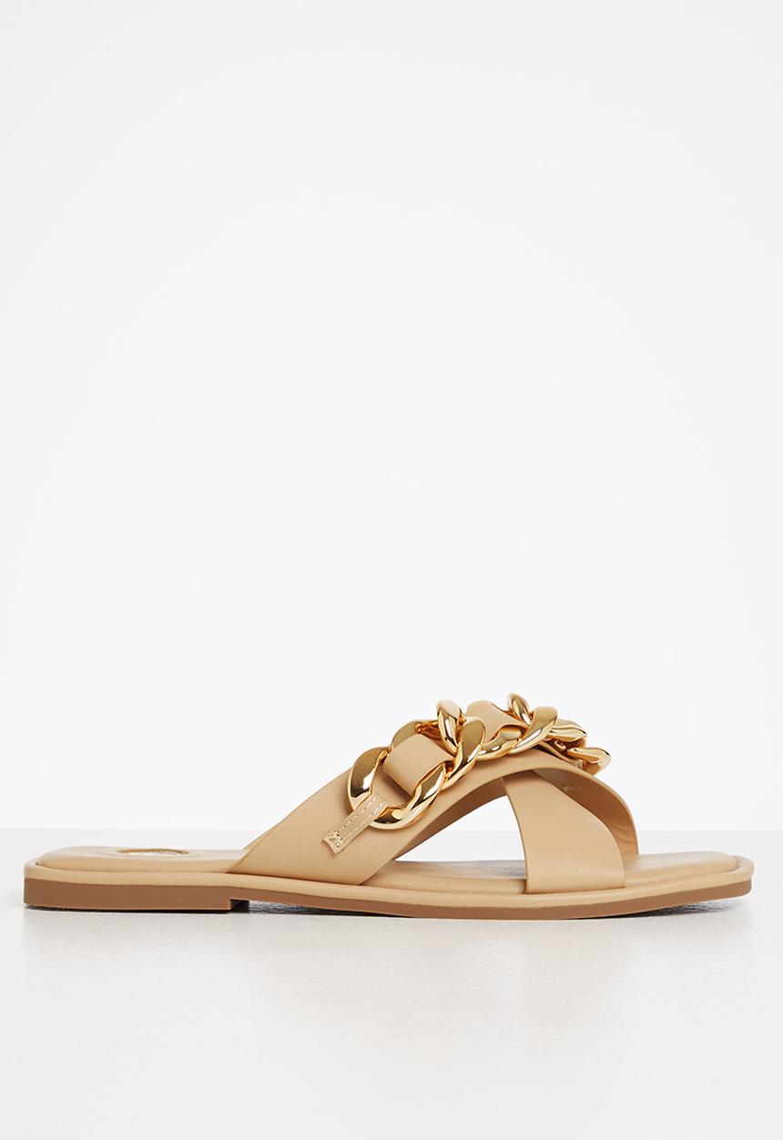Footwork - Gemini chain cross strap sandal - beige