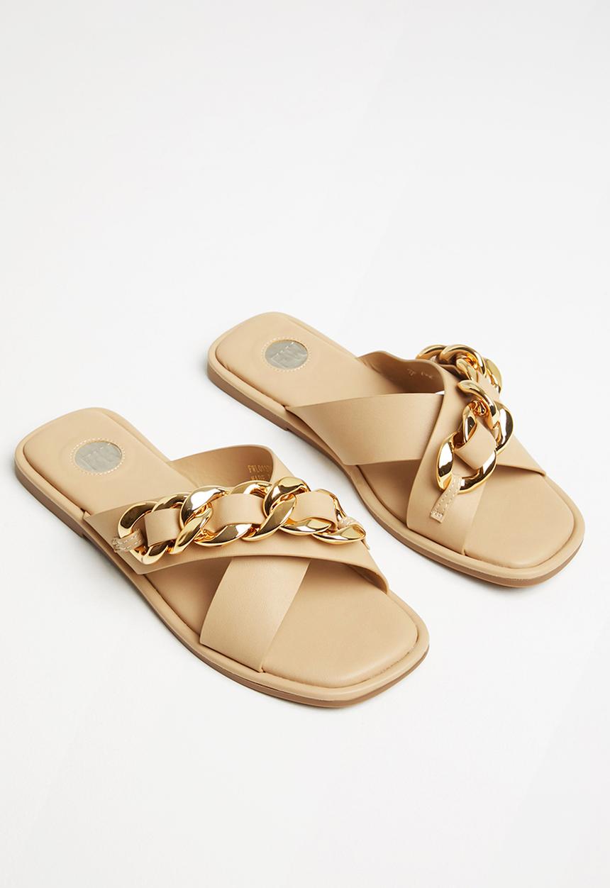 Footwork - Gemini chain cross strap sandal - beige