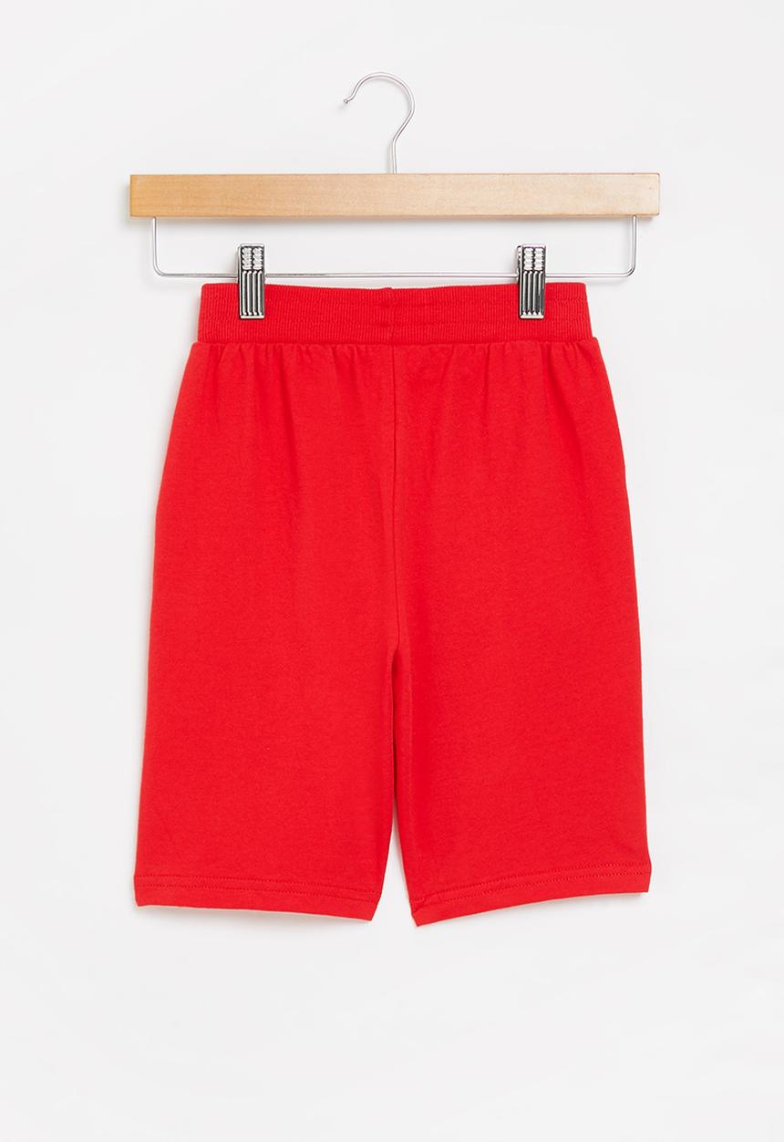 Pop Candy - Boys plain fleece shorts - red