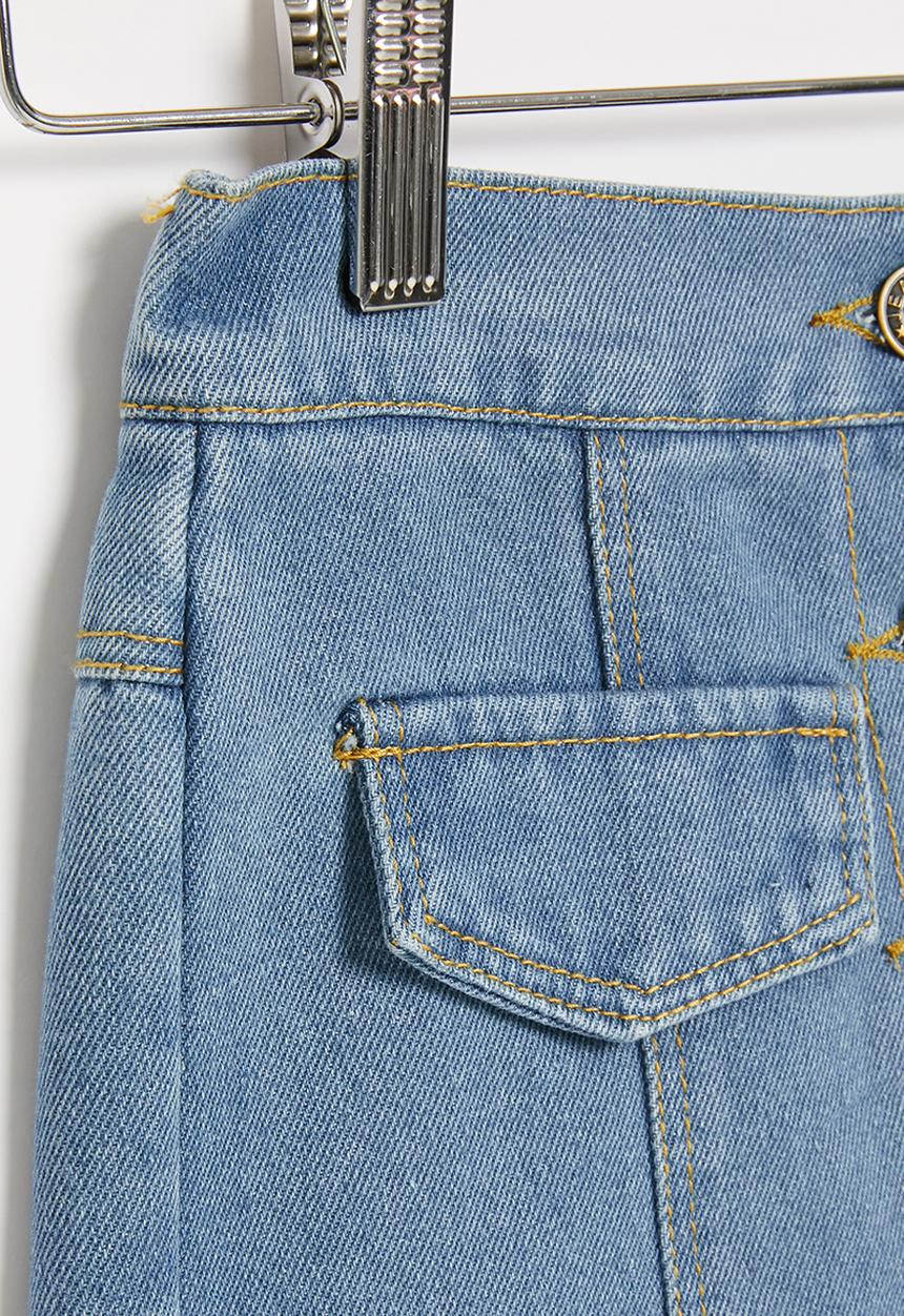 Pop Candy - Girls denim skirt with buttons - blue