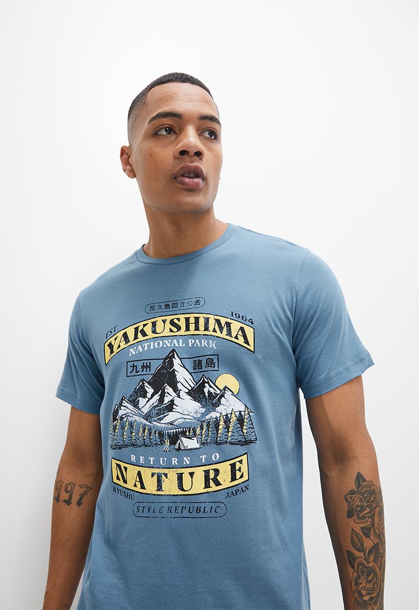 STYLE REPUBLIC - graphic tee - medium airforce