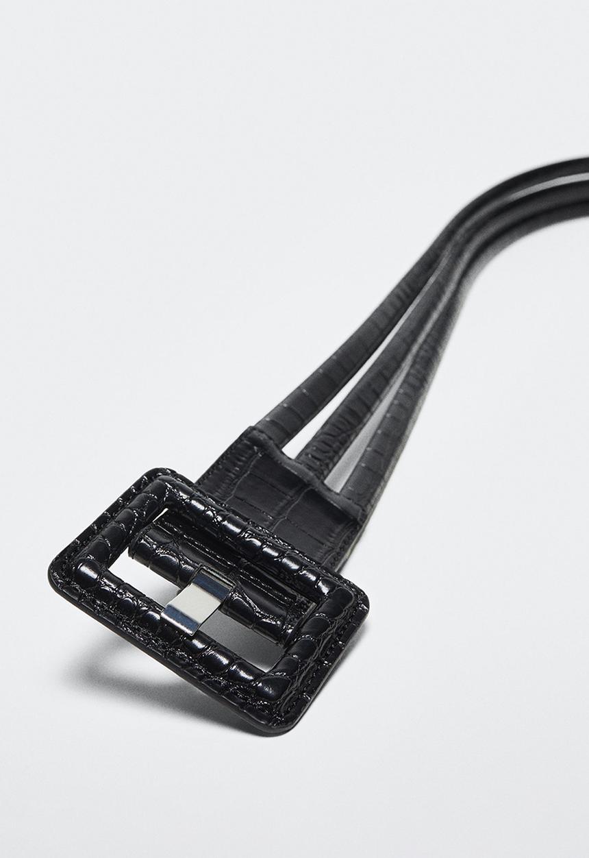 MANGO - Square buckle belt - black