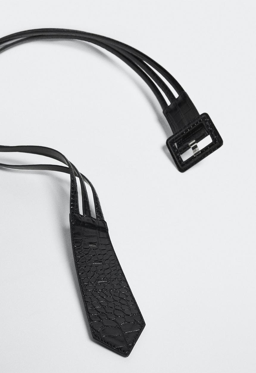 MANGO - Square buckle belt - black