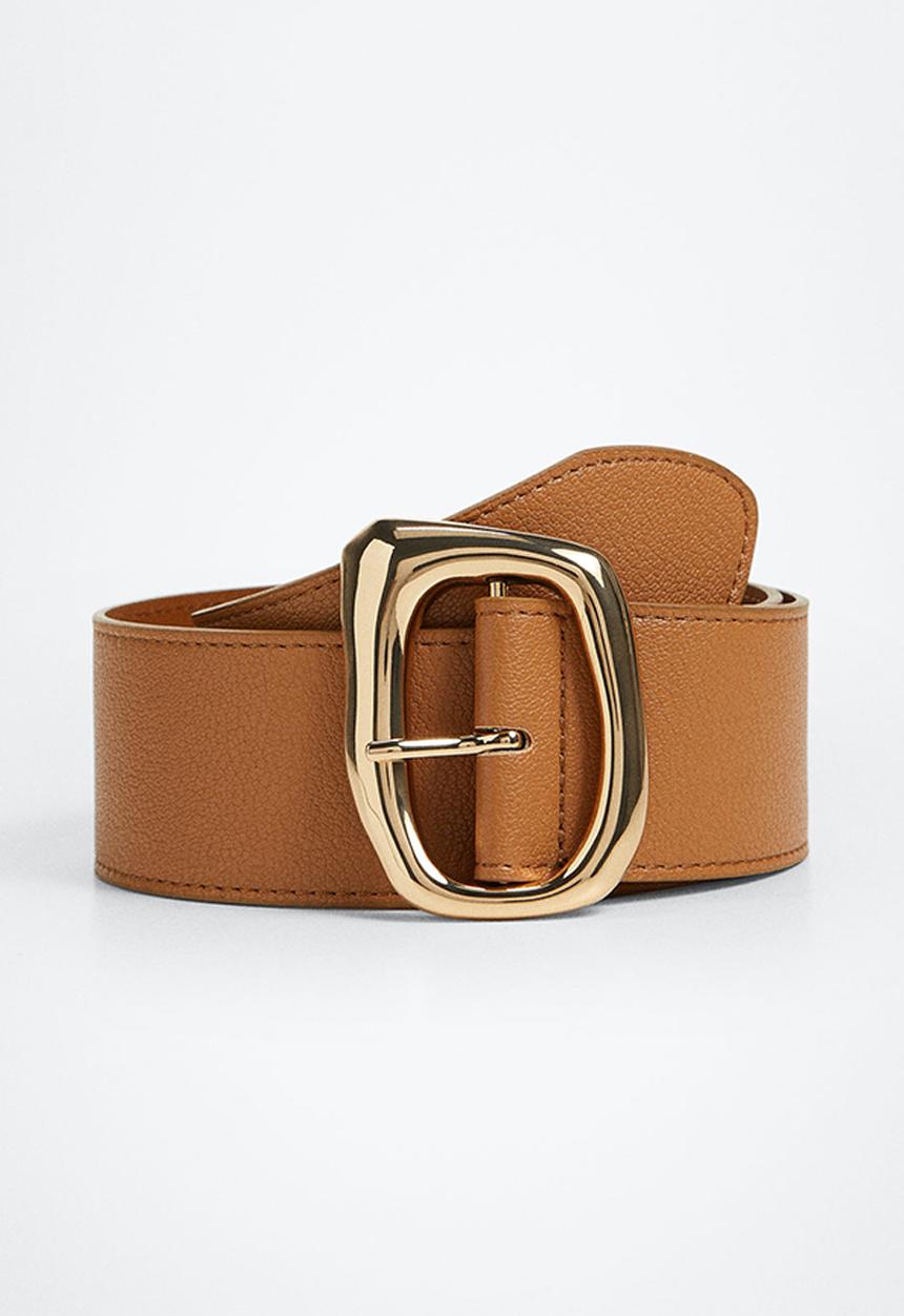 MANGO - Metal buckle belt - brown