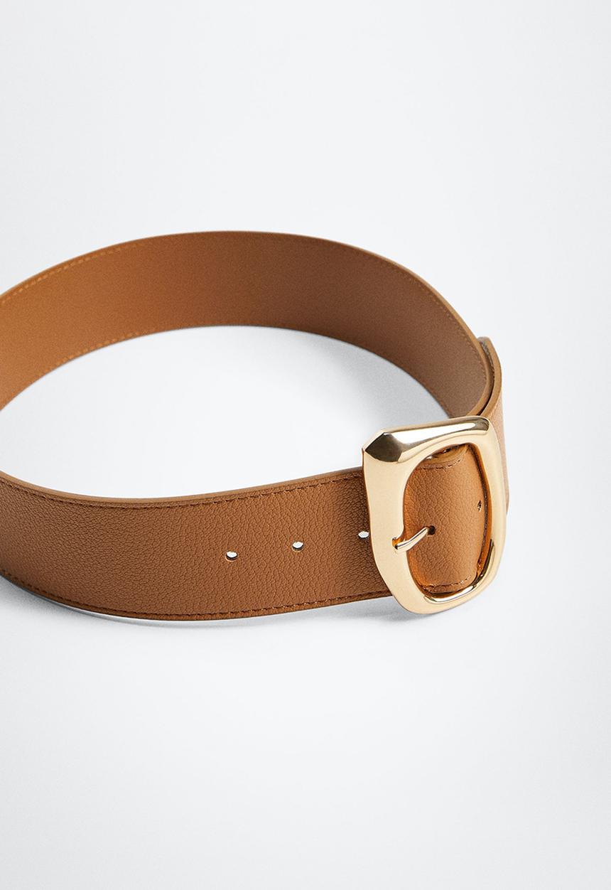 MANGO - Metal buckle belt - brown