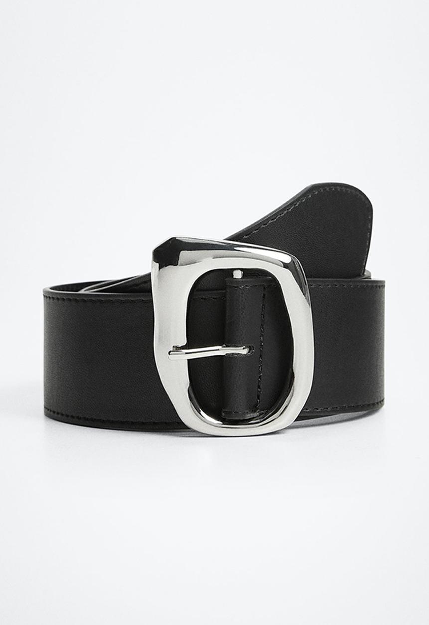 MANGO - Metal buckle belt - black